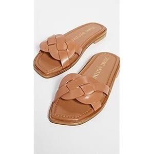 Stuart Weitzman Womens Sierra Leather Flat Sandal Tan Size 6.5 EUC